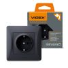 Single schuko socket black graphite VIDEX BINERA