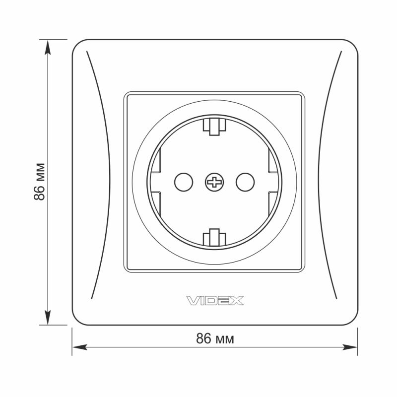 Single schuko socket black graphite VIDEX BINERA