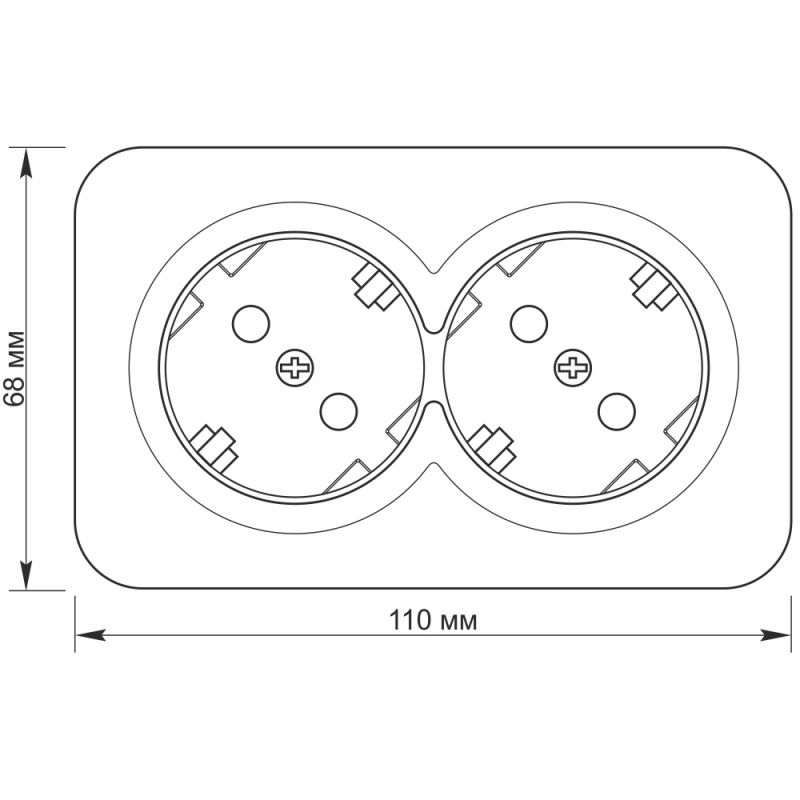 Double external schuko socket IP20 mate black VIDEX BINERA 