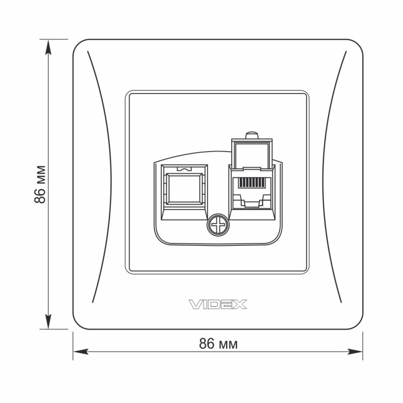 CAT6 socket single computer white VIDEX BINERA