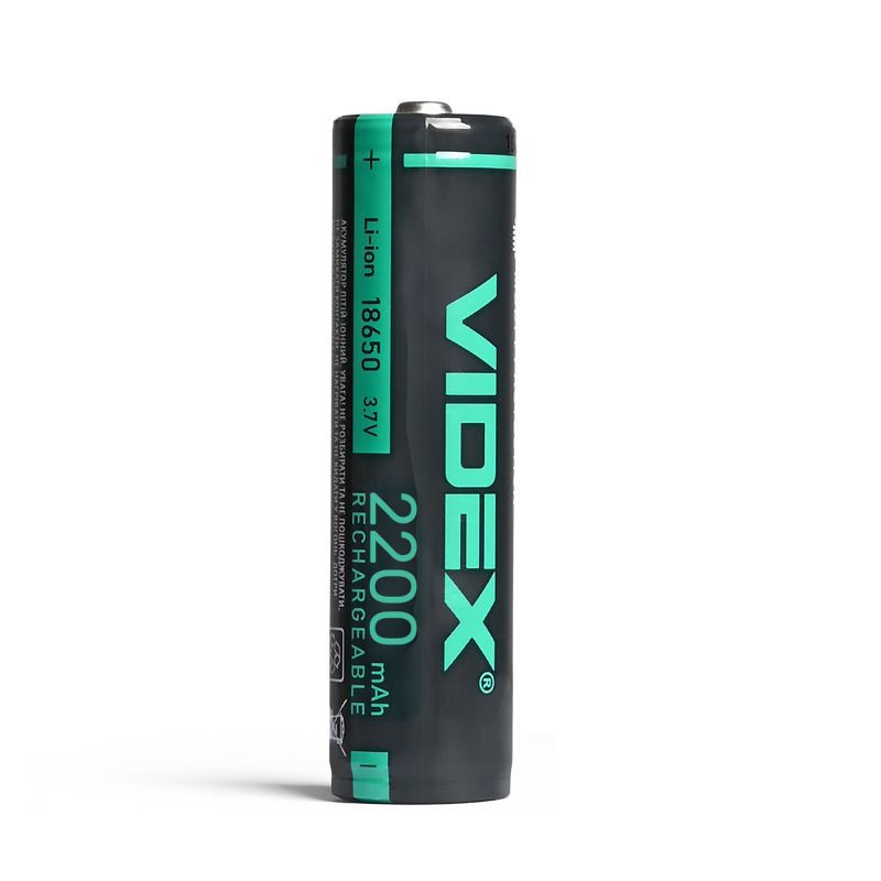 Lithium-ion battery VIDEX 18650-P 2200mAh with protection color box/1pc