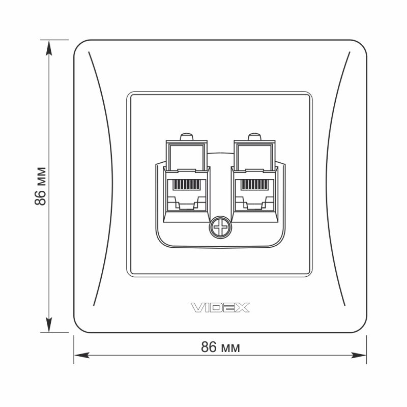 CAT6+CAT6 socket computer double white VIDEX BINERA