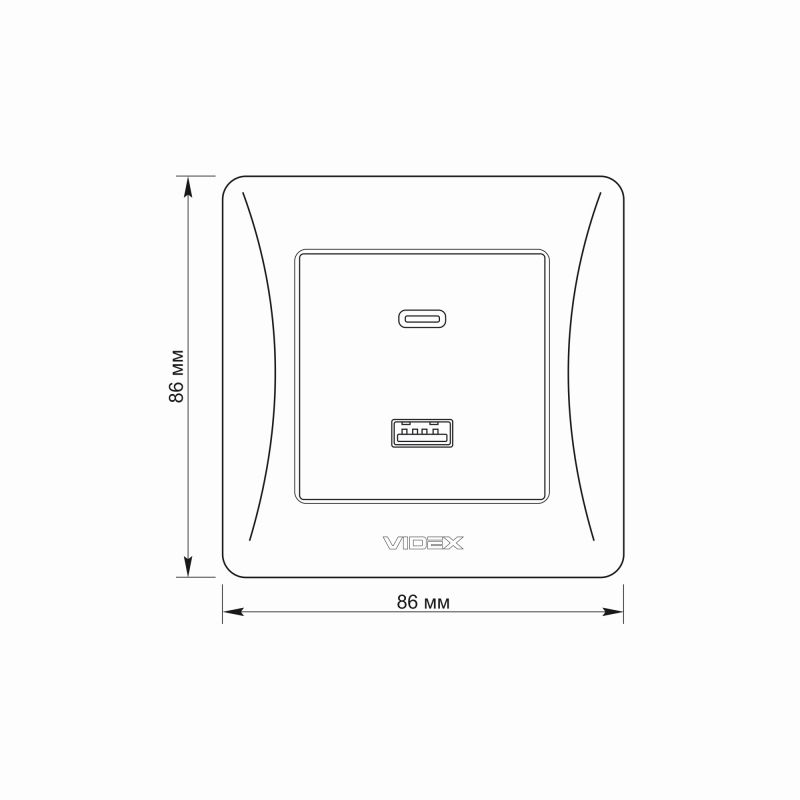 Socket USB-A + USB-C PD20W black VIDEX BINERA