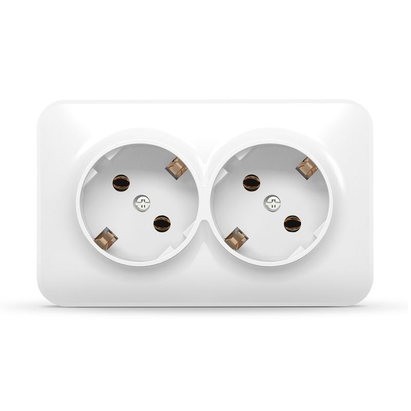 Double external schuko socket IP20 white VIDEX BINERA