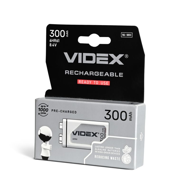 Ni-MH Rechargeable battery VIDEX 6HR61 300mAh 1pc BLISTER