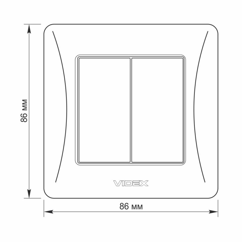 Switch 2 gang black graphite VIDEX BINERA