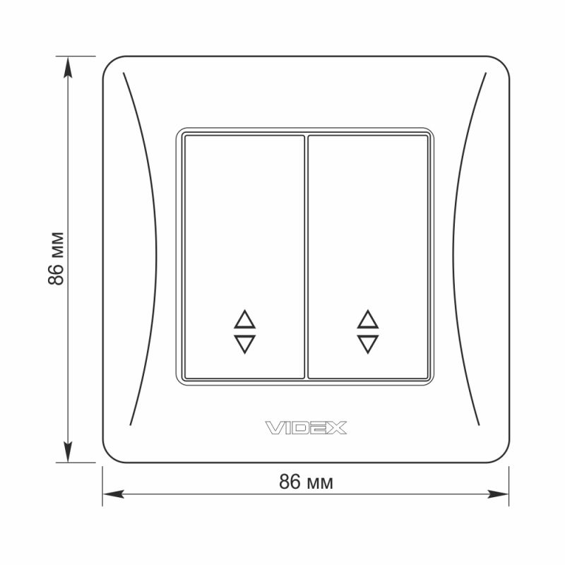 Switch 2 gang pass black graphite VIDEX BINERA