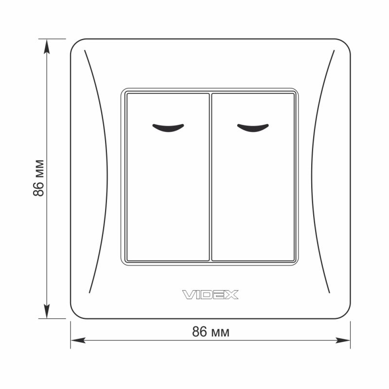 Switch 2 gang with LED backlight white VIDEX BINERA
