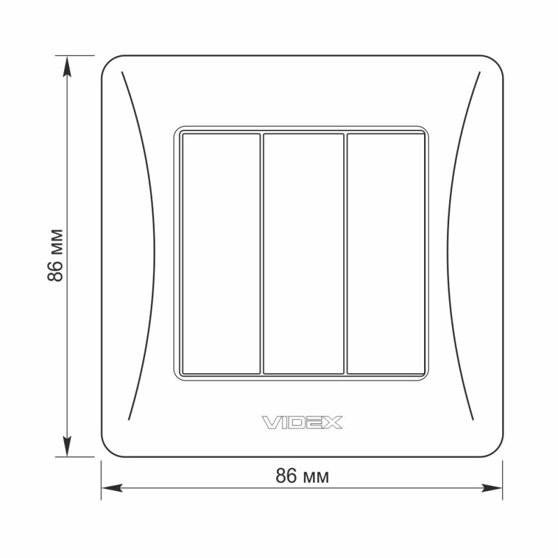 Switch 3 gang black graphite VIDEX BINERA