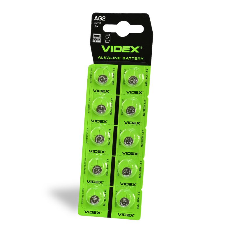 Alkaline battery VIDEX AG2/LR726 BLISTER CARD 10pcs