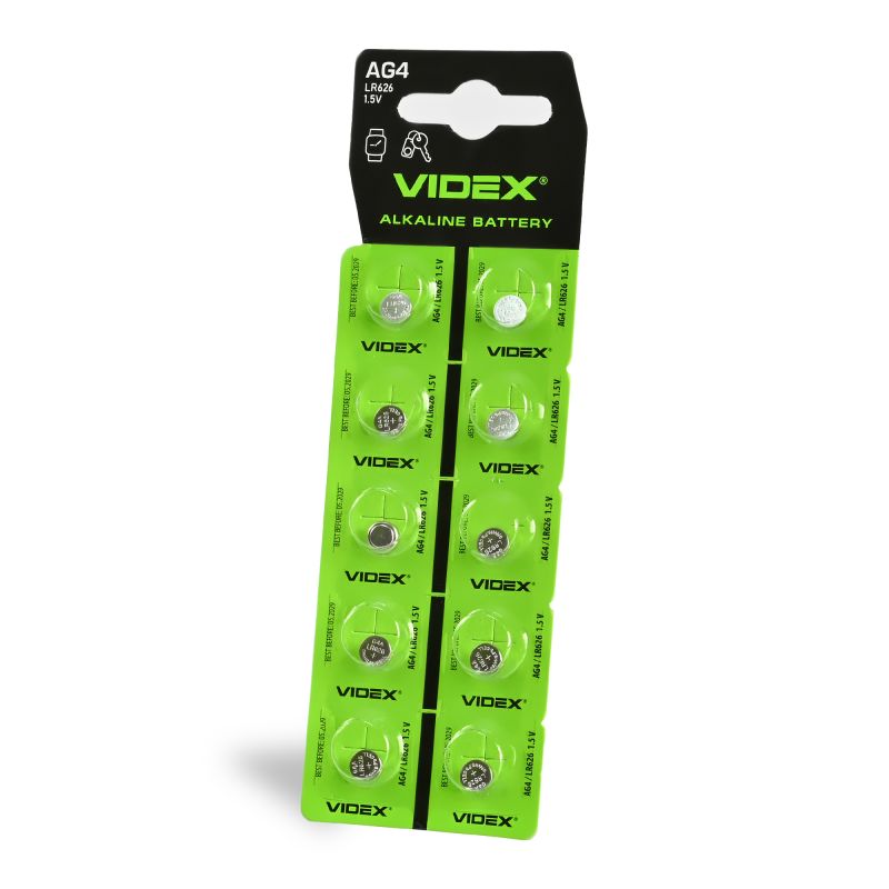 Alkaline battery VIDEX AG4/LR626 BLISTER CARD 10pcs