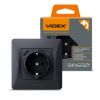 Single schuko socket with grounding with USB+USB-C black VIDEX BINERA