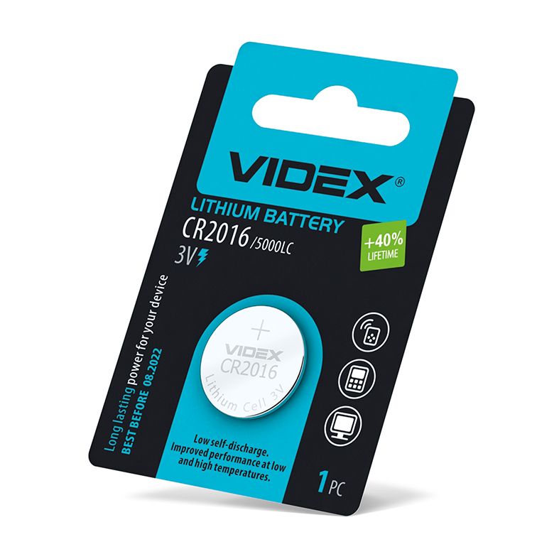 Lithium battery VIDEX CR2016 1pc BLISTER CARD