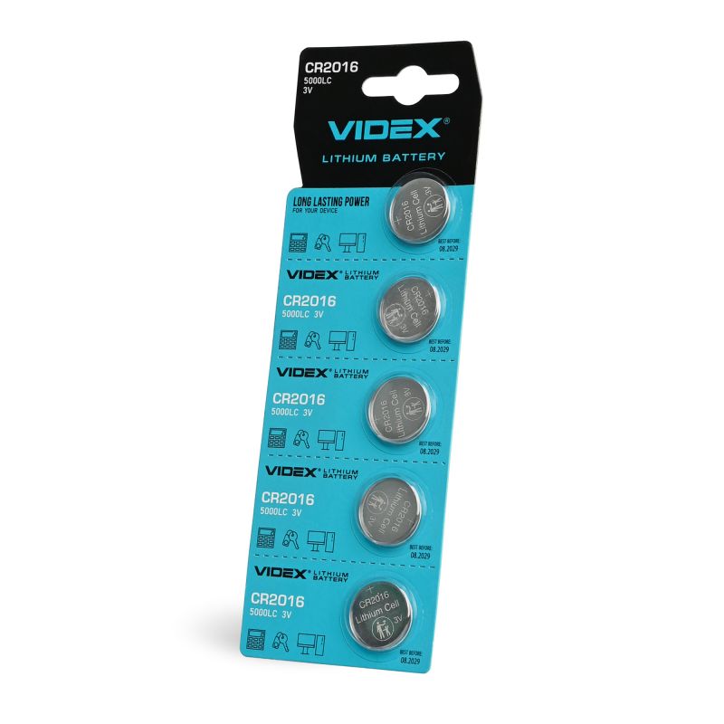 Lithium battery VIDEX CR2016 5pcs BLISTER CARD