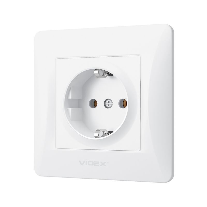 Single schuko socket white VIDEX BINERA