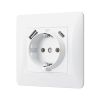 Single schuko socket with grounding with USB+USB-C white VIDEX BINERA