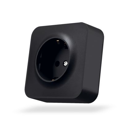 Single external schuko socket IP20 mate black VIDEX BINERA