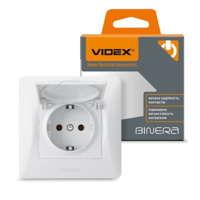 Single schuko socket with cover white VIDEX BINERA