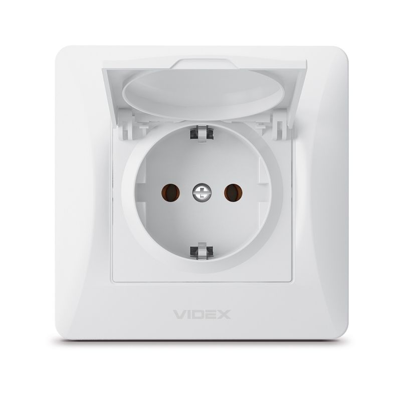 Single schuko socket with cover white VIDEX BINERA