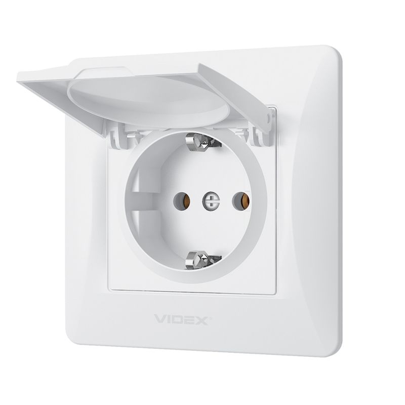 Single schuko socket with cover white VIDEX BINERA