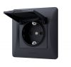 Single schuko socket with cover black graphite VIDEX BINERA