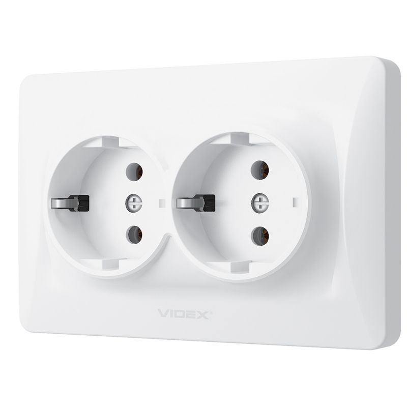 Double schuko socket white VIDEX BINERA