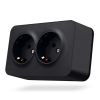 Double external schuko socket IP20 mate black VIDEX BINERA 