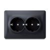 Double schuko socket black graphite VIDEX BINERA