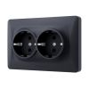 Double schuko socket black graphite VIDEX BINERA