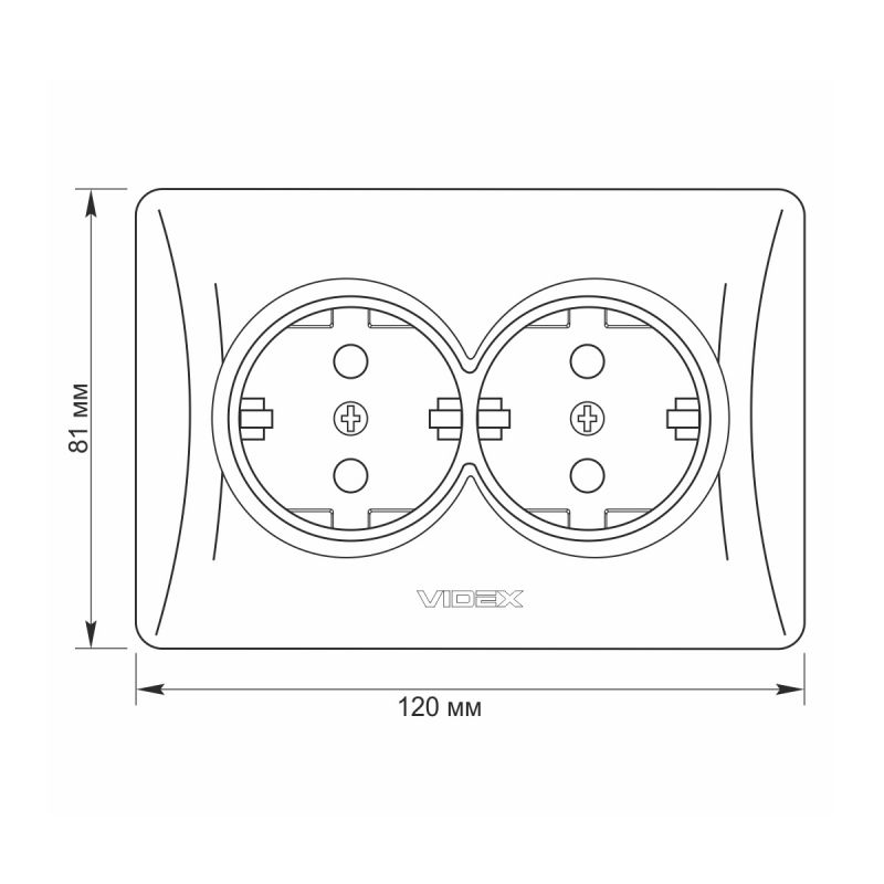 Double schuko socket black graphite VIDEX BINERA