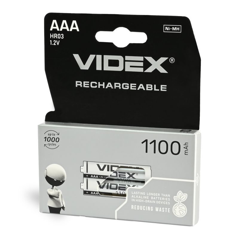Ni-MH Rechargeable battery VIDEX HR03 1100mAh 2pcs BLISTER