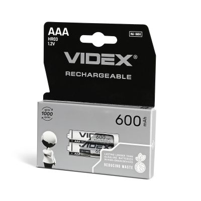 Ni-MH Rechargeable battery VIDEX HR03 600mAh 2pcs BLISTER