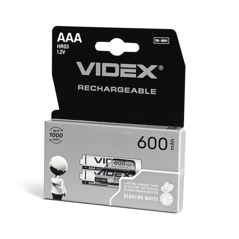 Ni-MH Rechargeable battery VIDEX HR03 600mAh 2pcs BLISTER