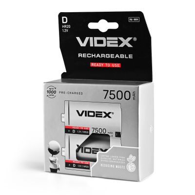 Ni-MH Rechargeable battery VIDEX HR20 7500mAh 2pcs BLISTER