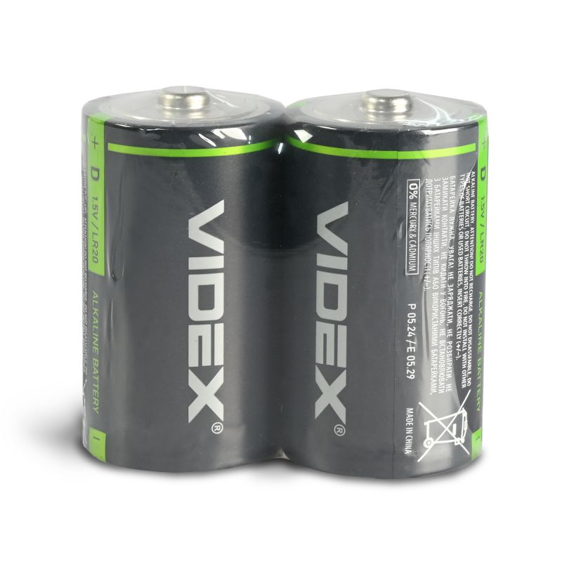 Alkaline battery VIDEX LR20/D 2pcs SHRINK