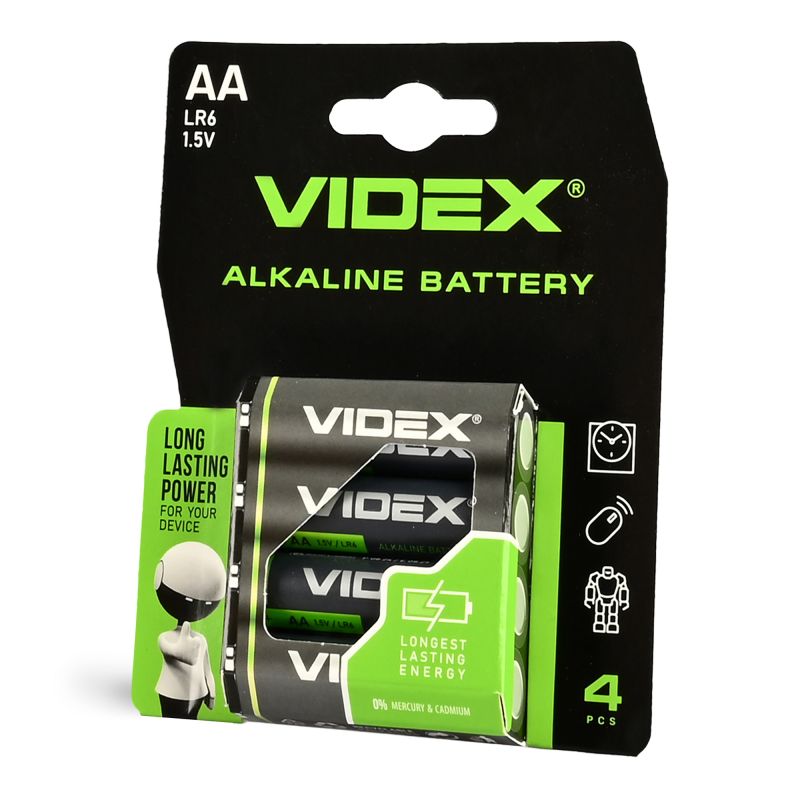 Alkaline battery VIDEX LR6/AA 4pcs Blister Card