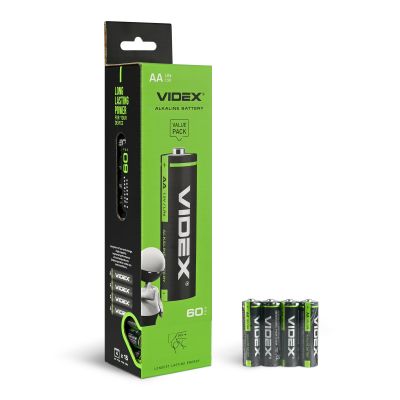 Alkaline battery VIDEX LR6/AA 4pcs x 15packs SHRINK