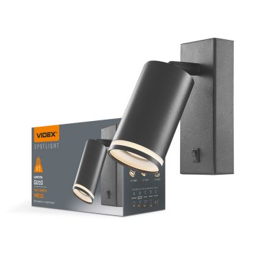 Wall-mounted spot luminaire VIDEX-GU10-KENT-BLACK