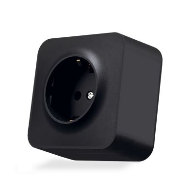 Surface-mounted single Schuko socket IP20 mate black VIDEX BINERA