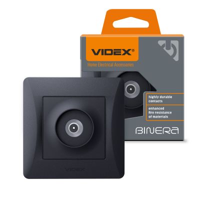 TV socket single black graphite VIDEX BINERA