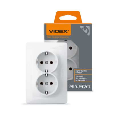 Double schuko socket white VIDEX BINERA