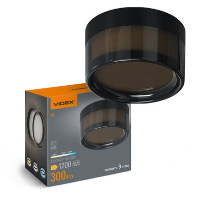 WALL-AND-CEILING-MOUNTED LED LIGHT FITTING VIDEX BHD01 9W 2400-3200-4300K BLACK
