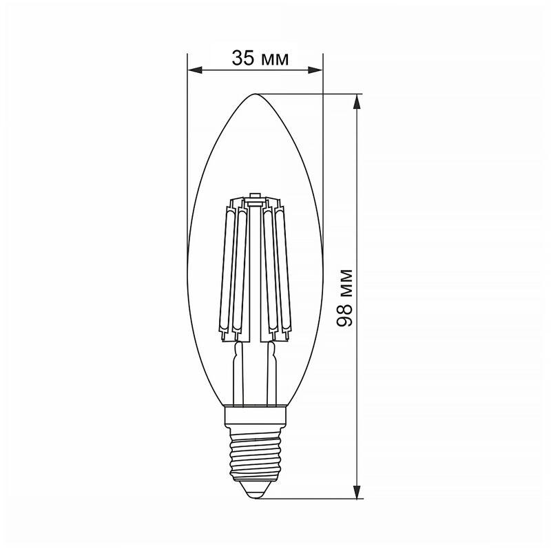 LED Bulb VIDEX Filament C37F 6W E14 4100K