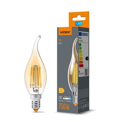 LED Bulb VIDEX Filament C37FtA 6W E14 2200K bronze
