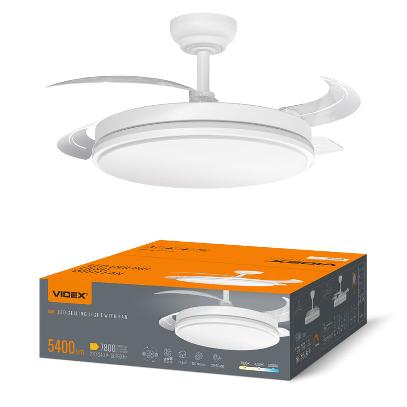 LED Ceiling Light with fan VIDEX CLF01 60W 3000K-4200K-6000K 230V White