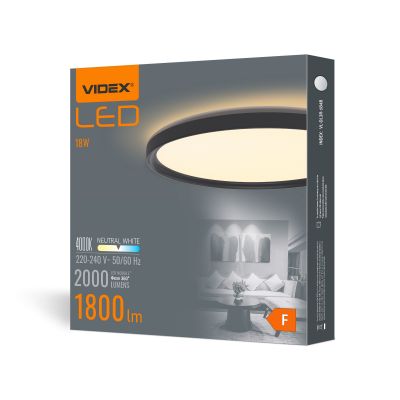 LED Ceiling Light VIDEX-LED-CEILING-DL3R-18W-BLACK-4K