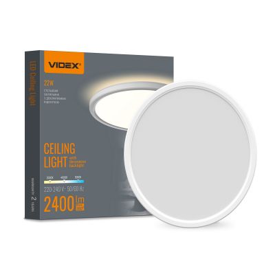 LED Ceiling Light with decorative backlight VIDEX DL5R 22W 3000K-4000K-5000K 220V White
