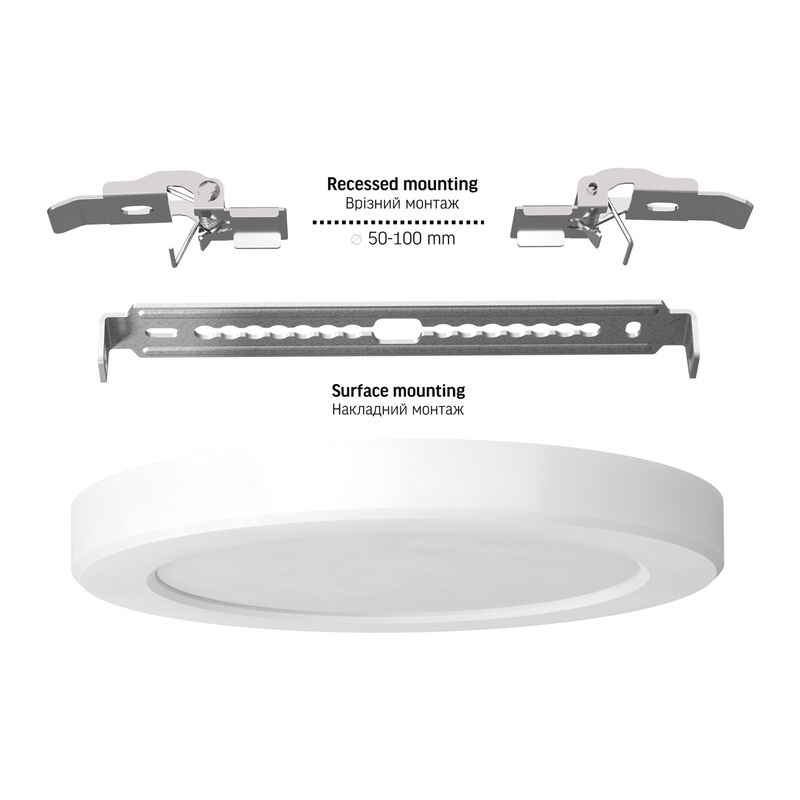 LED Ceiling Light VIDEX DL6R 12W 3000K-4000K-65000K 230V White