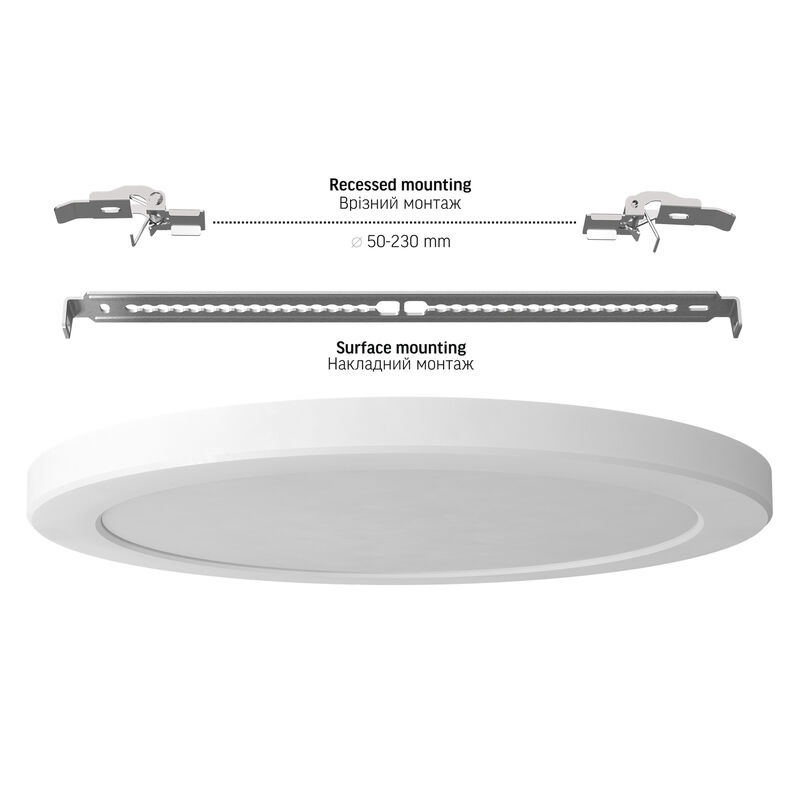 LED Ceiling Light VIDEX DL6R 24W 3000K-4000K-65000K 230V White