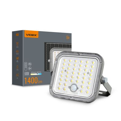 LED Solar Floodlight with motion sensor VIDEX VL-FSO4-205-S 1400Lm 5000K